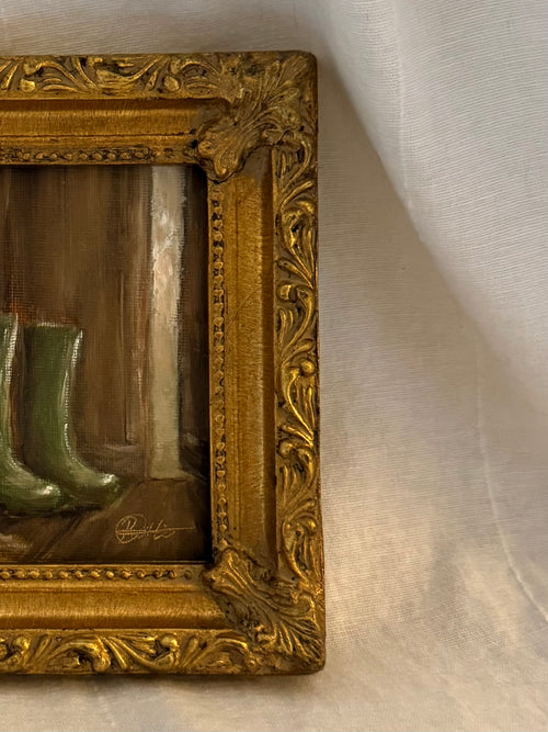 Muddy - Original Oil Painting in Vintage Frame
