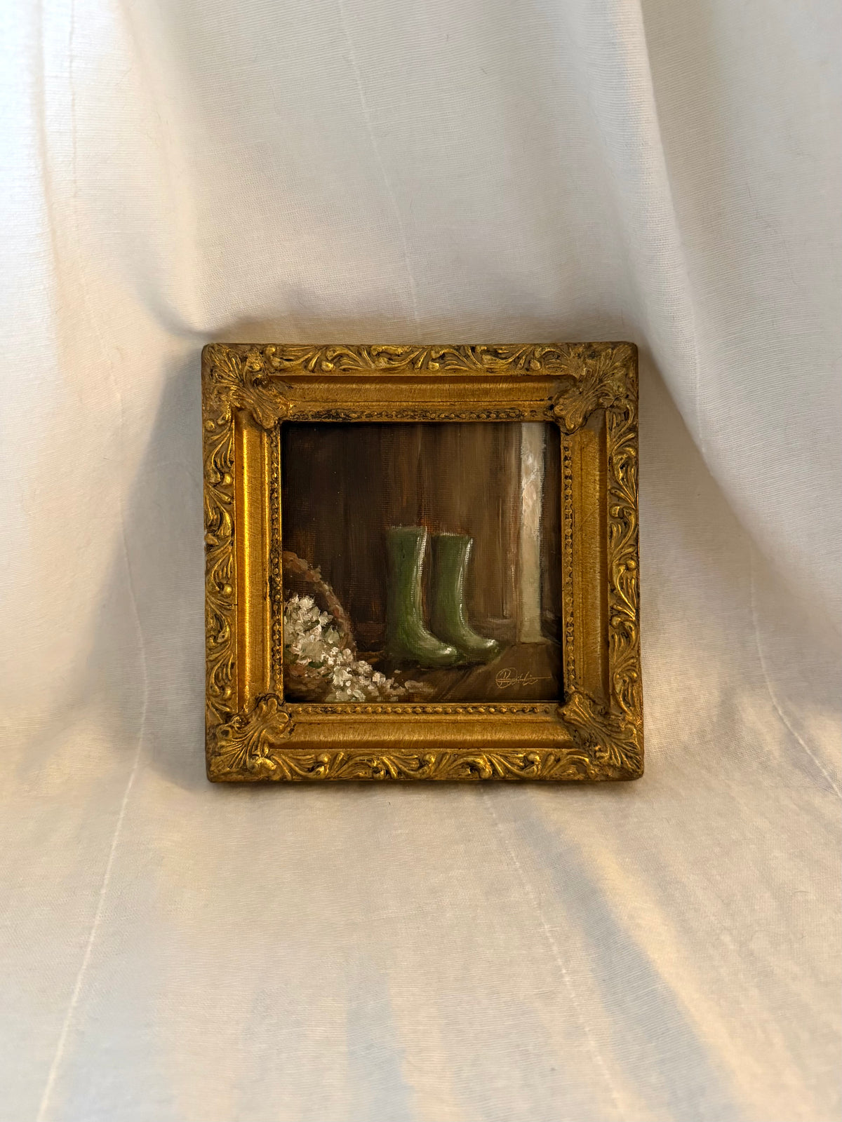 Muddy - Original Oil Painting in Vintage Frame
